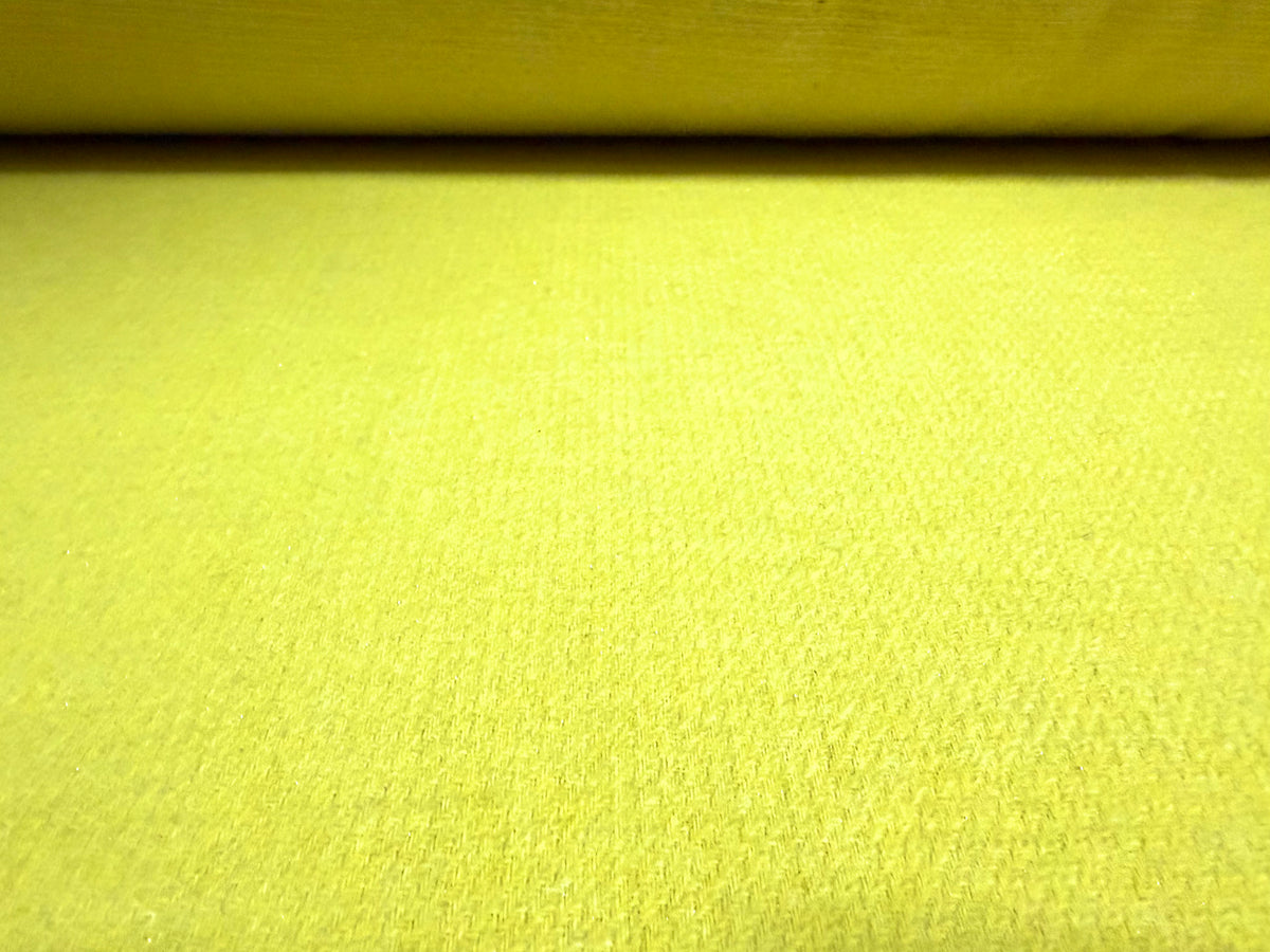Heavyweight wool flannel fabric, per metre - plain - lime green with lurex sparkle