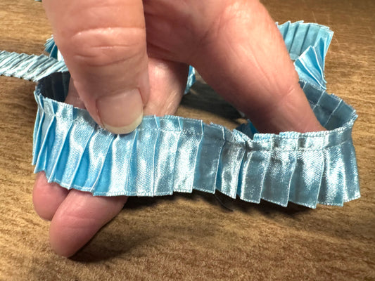 Concertina satin edging trim fabric, per metre - turquoise