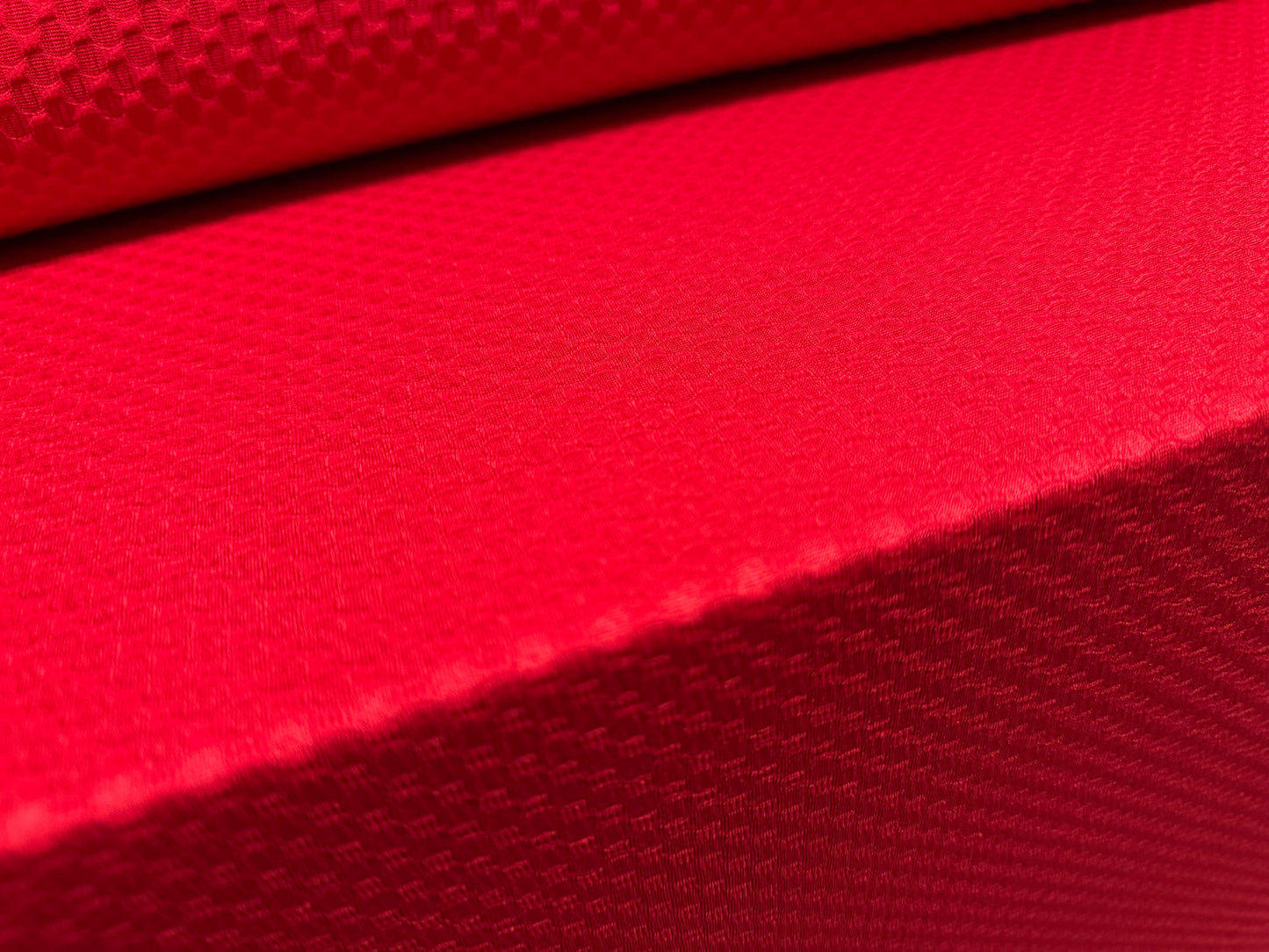 Hexagon jacquard stretch spandex double jersey fabric, per metre - red