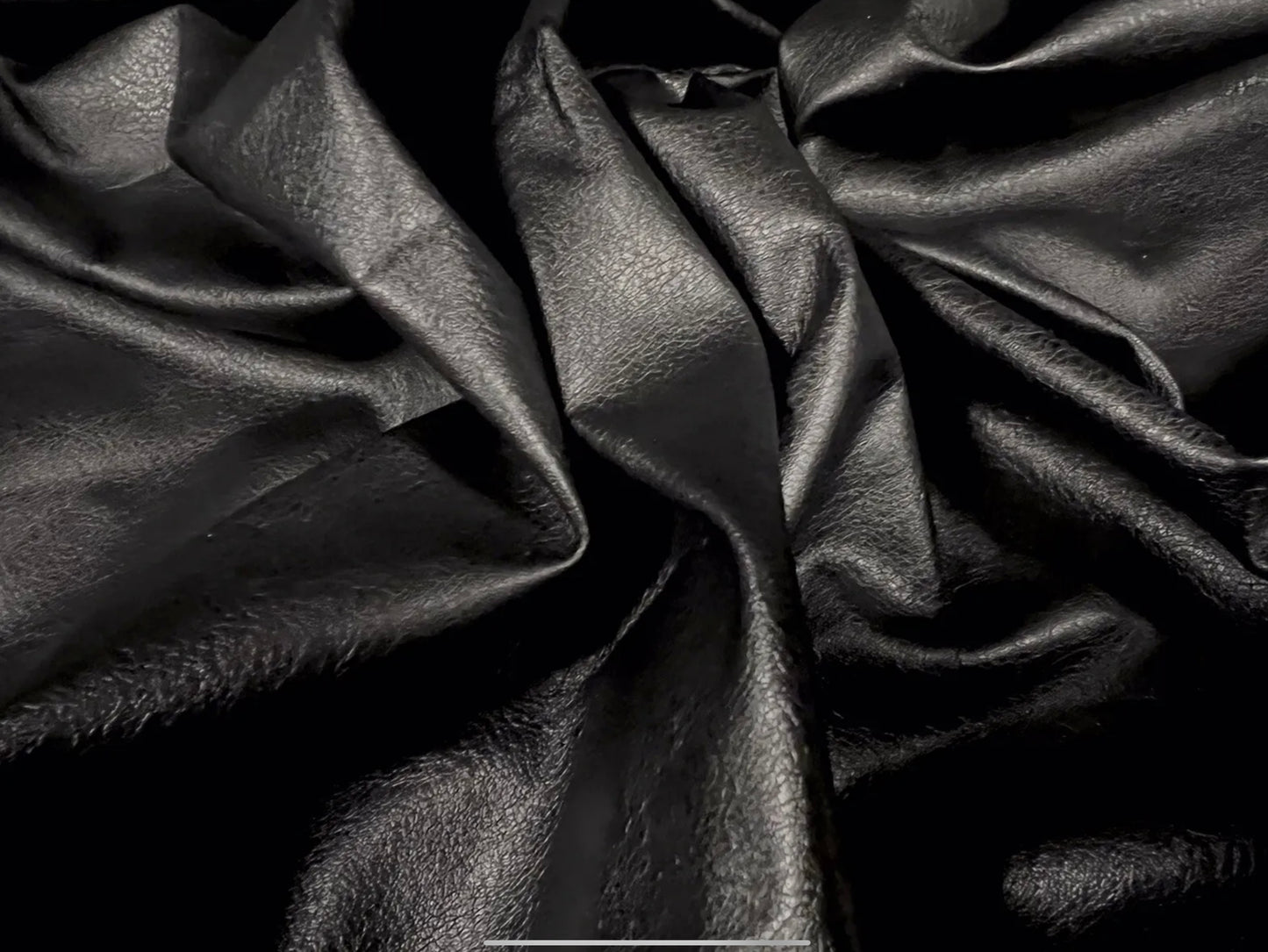 Faux leather p.u. coated double jersey fabric, per metre - plain - black