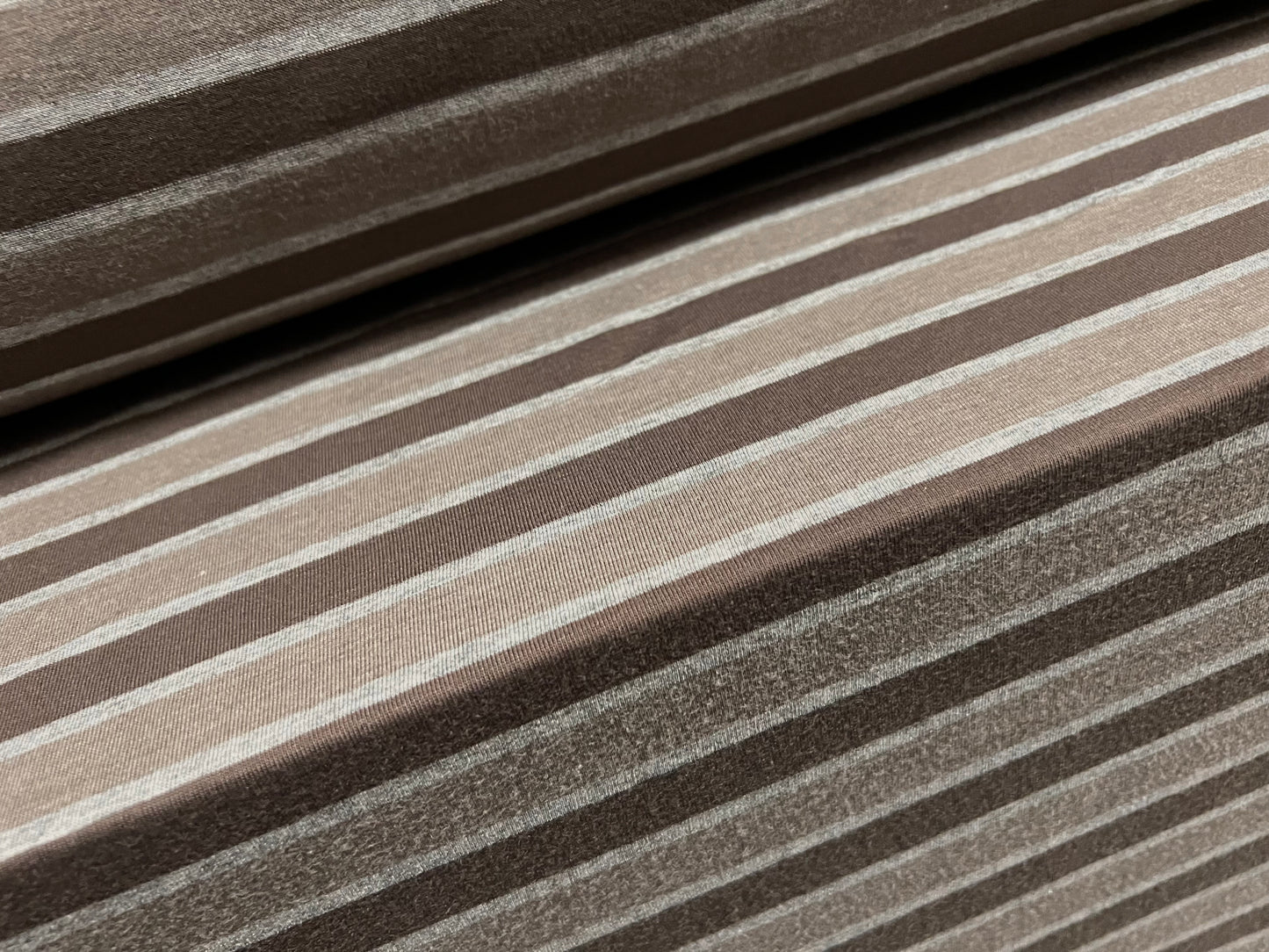 Viscose blend single jersey fabric, per metre - stripe - khaki & drab