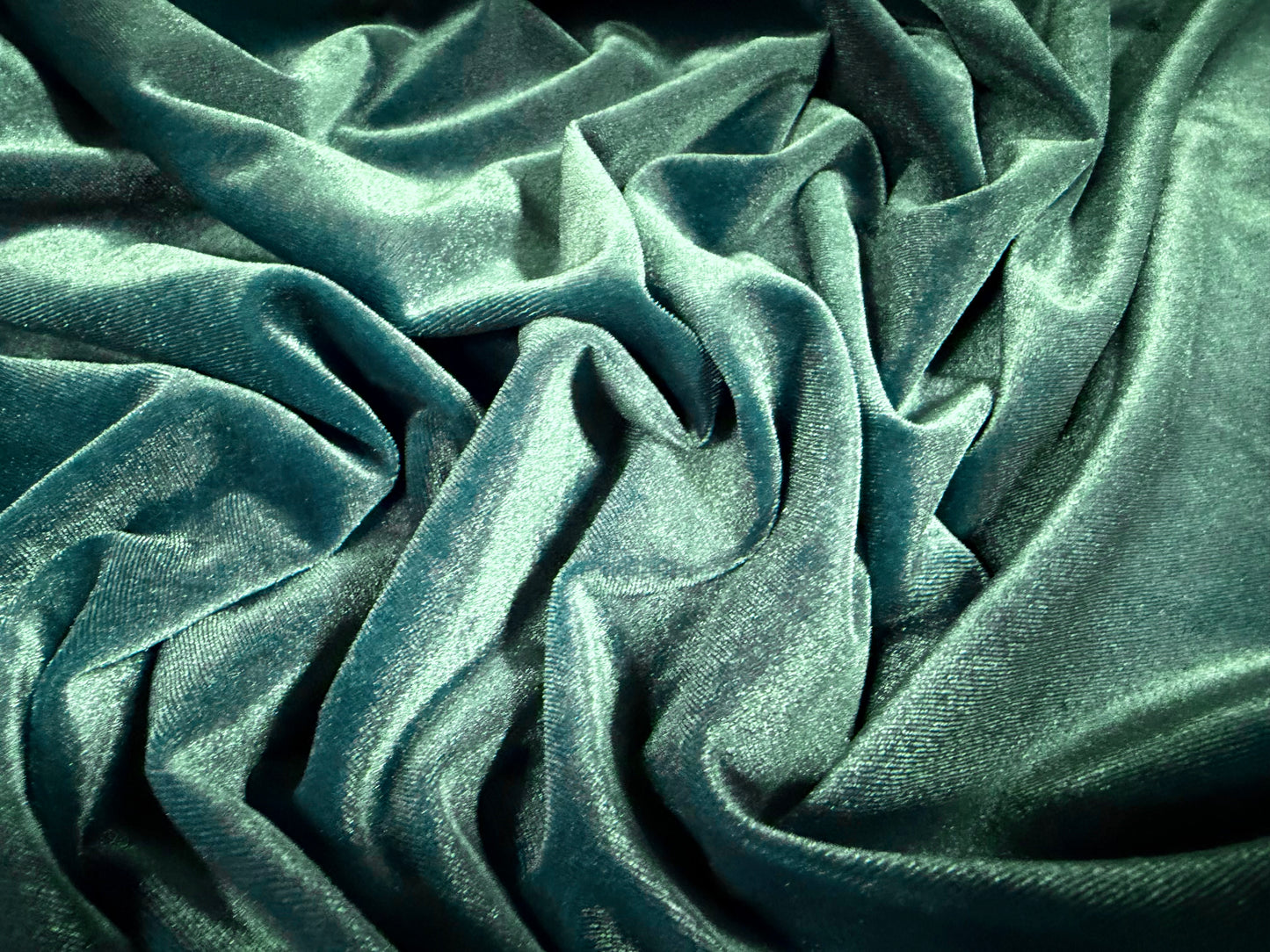Spandex velvet stretch dress fabric, per metre - plain - teal