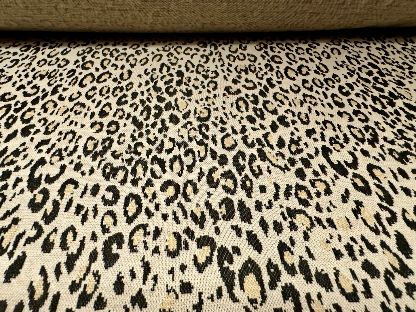 Ponte Roma double jersey knit stretch fabric, per metre - cheetah jacquard - cream