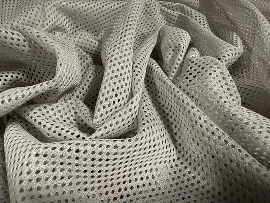 Airtex mesh eyelet fabric, per metre - plain - silver grey