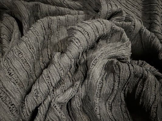 Ribbon stripe jacquard stretch spandex jersey fabric, per metre - school grey