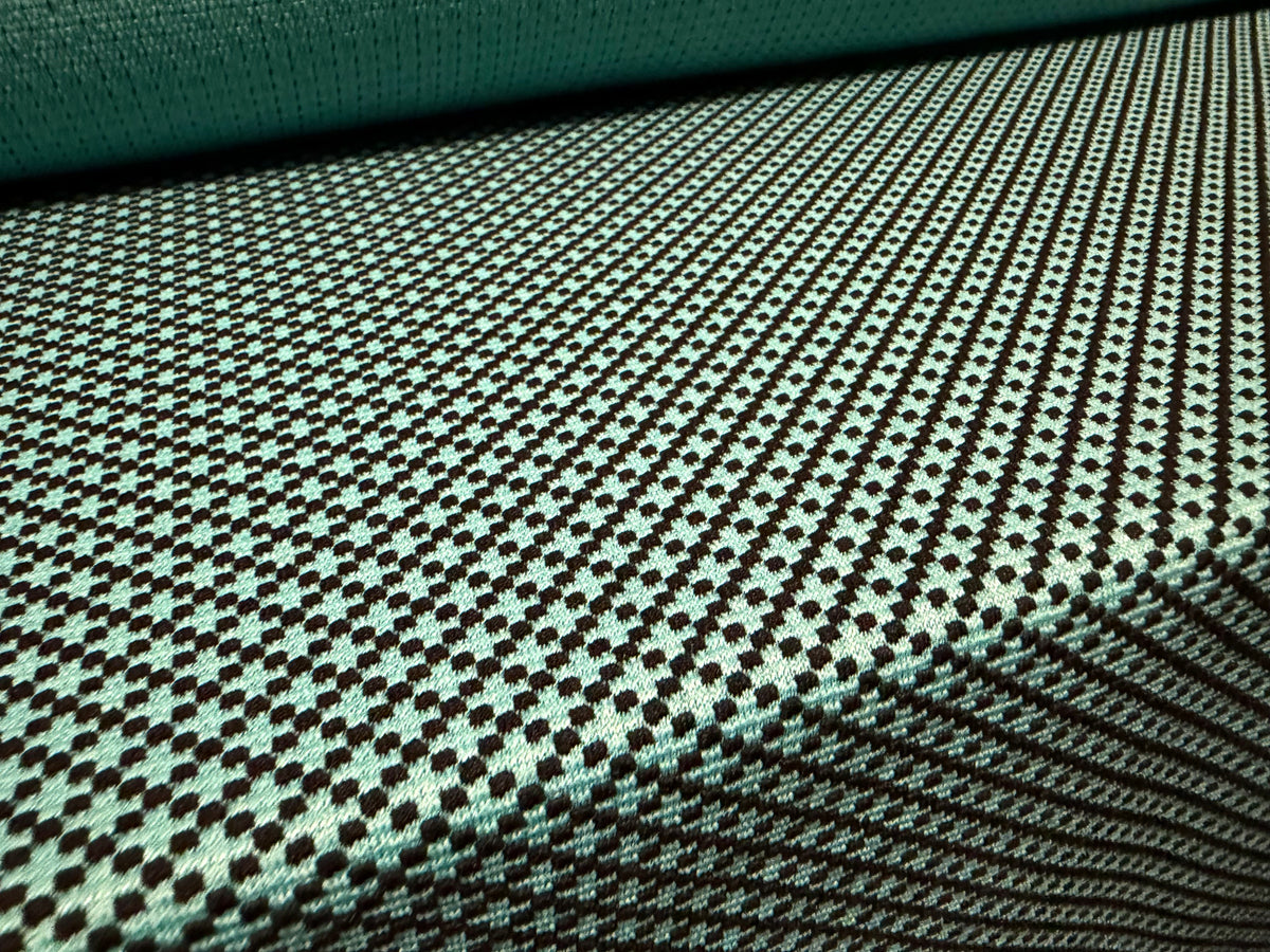 Stretch double jersey fabric, per metre - diamond jacquard - mint green
