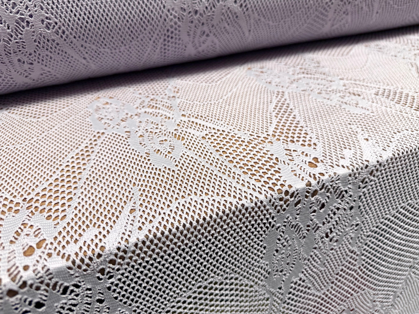 Stretch fishnet jersey fabric with floral design, per metre - lilac