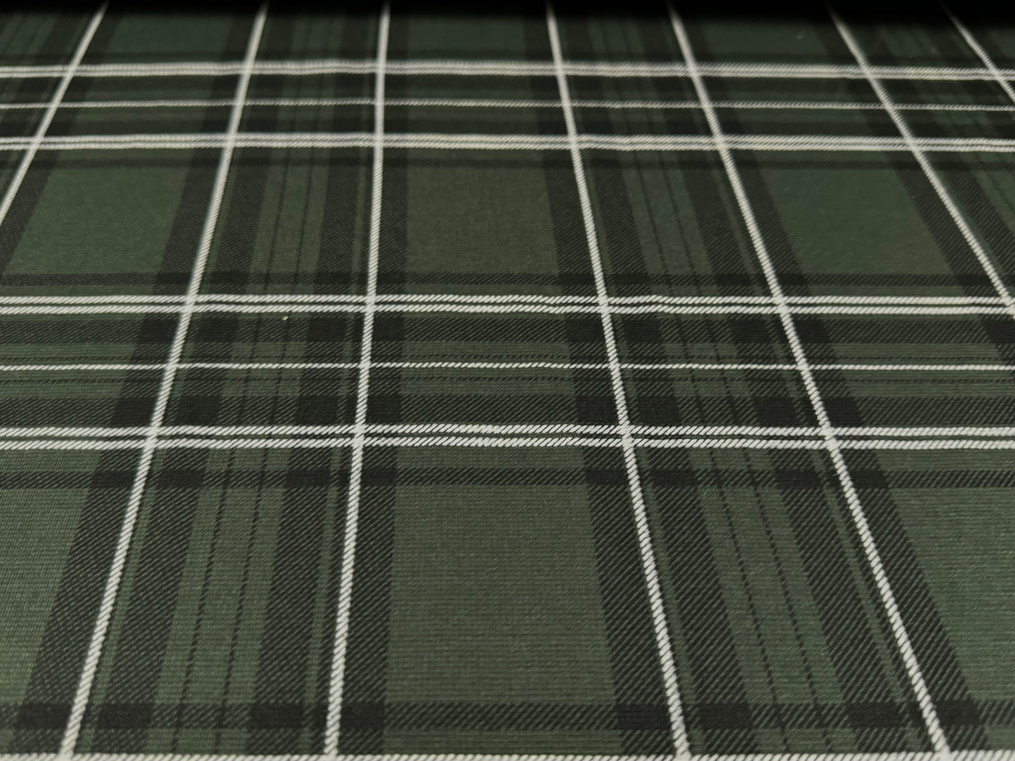 Ponte Roma double jersey knit fabric, per metre - tartan check - olive green