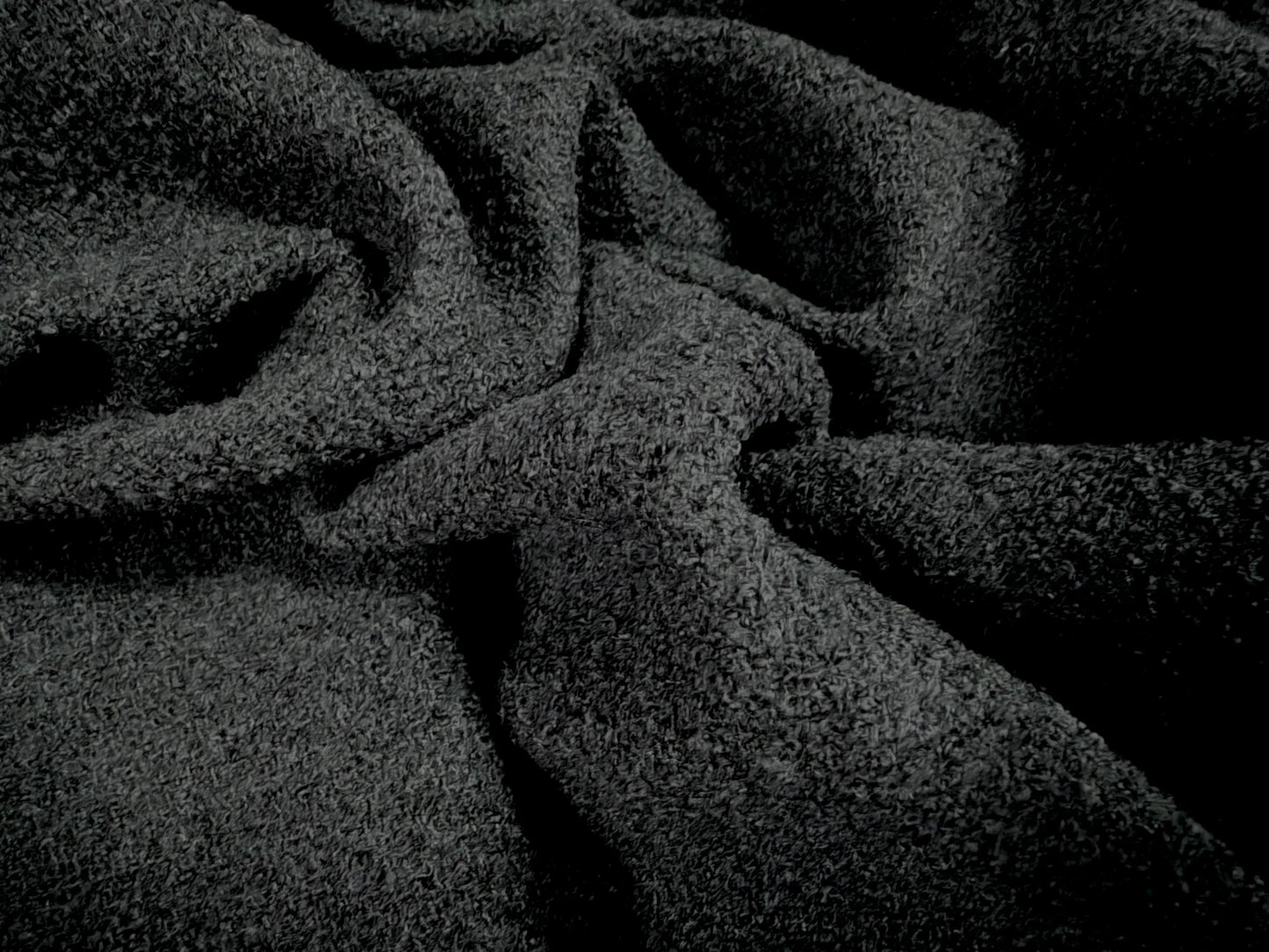 Heavyweight wool bouclé fabric, per metre - plain - black