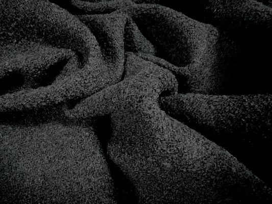 Heavyweight wool bouclé fabric, per metre - plain - black