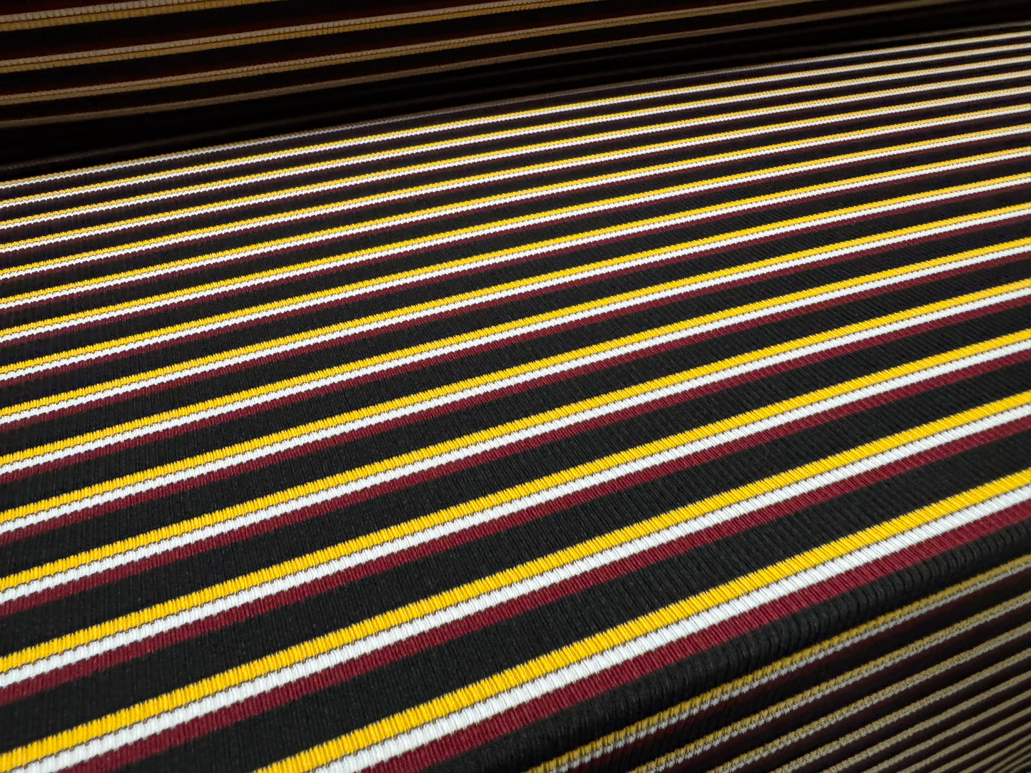 Stretch spandex rib jersey fabric, per metre - stripe - black red & yellow