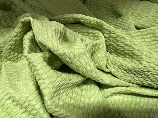 Double jersey knit stretch spandex fabric, per metre - jacquard - apple green