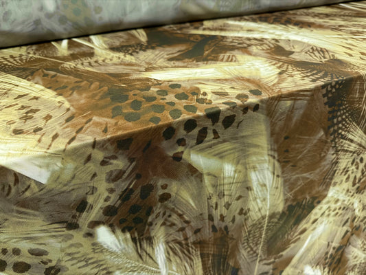 Power mesh net stretch spandex fabric, per metre - Hunter’s Camouflage print - green & brown