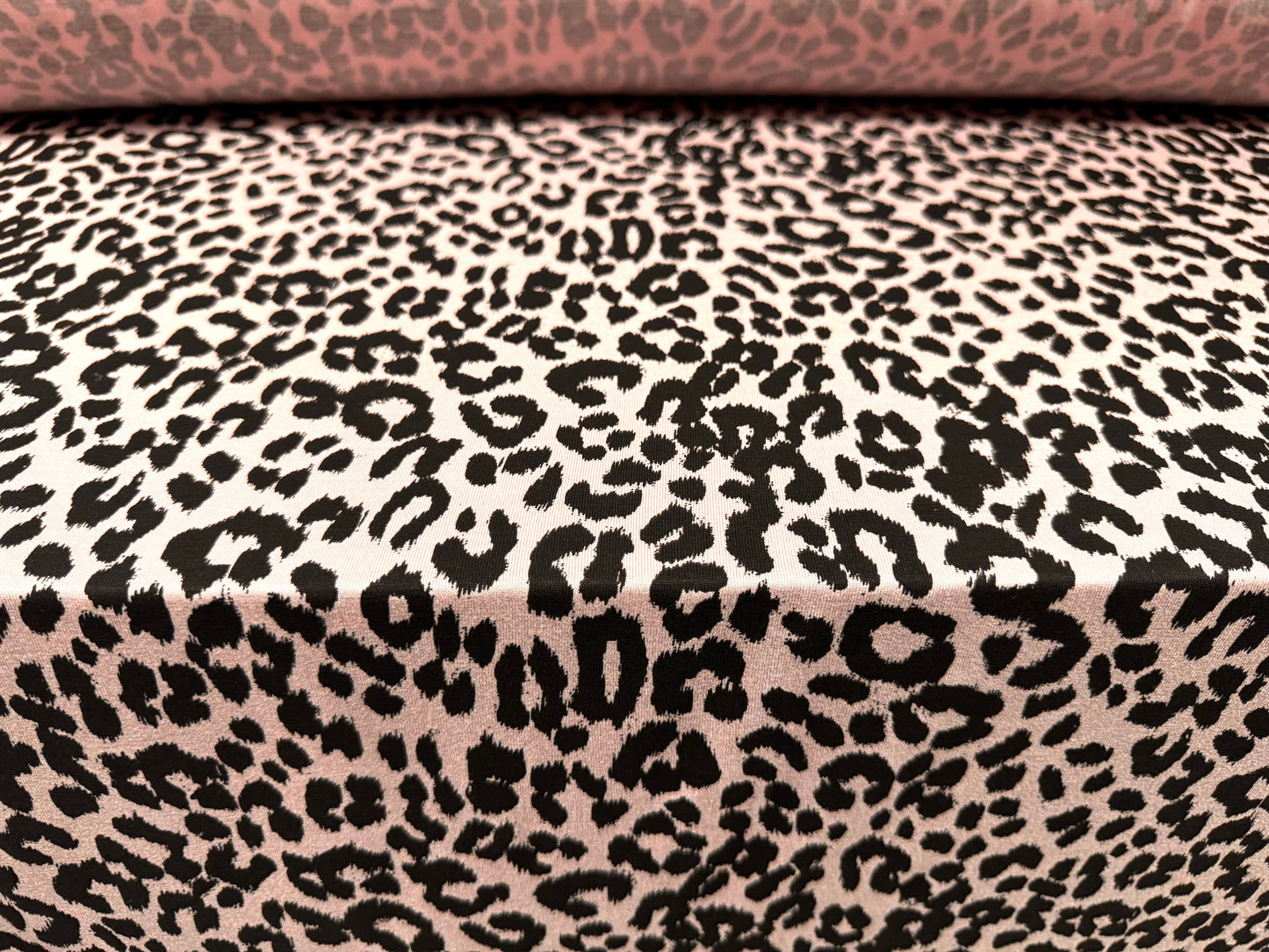 Viscose spandex stretch single jersey fabric, per metre - cheetah animal print - pink