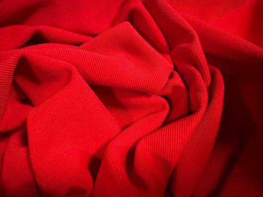 Fine ottoman rib stretch double jersey fabric , per metre - plain - red