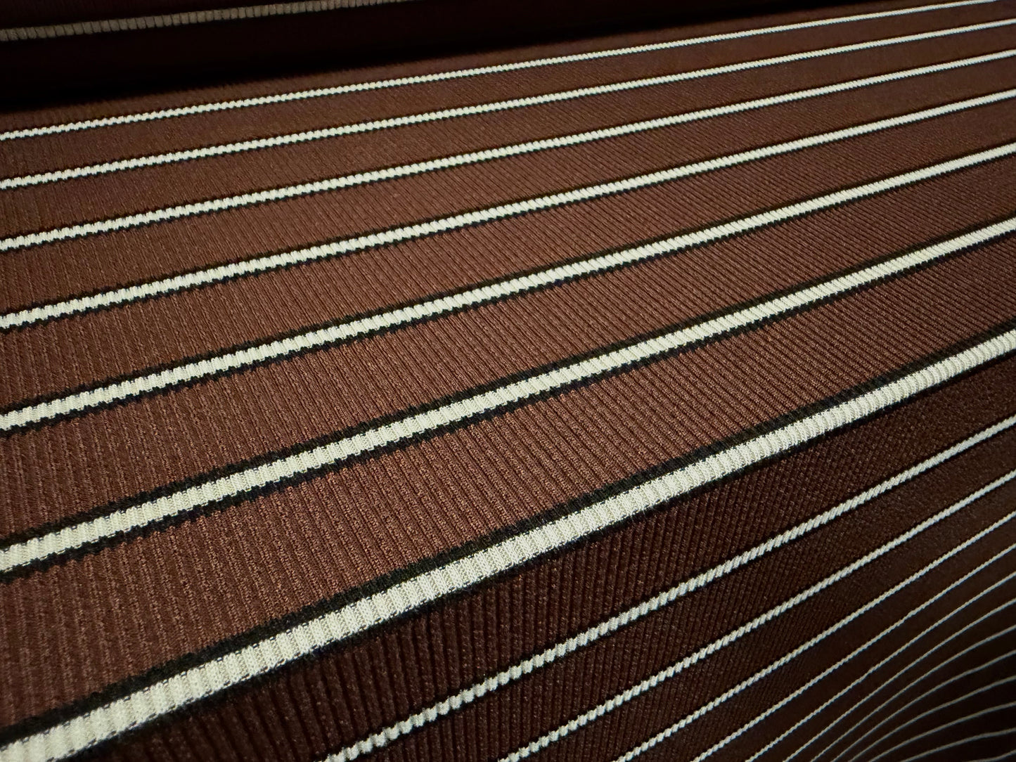 Stretch Spandex rib jersey fabric, per metre - stripe - chocolate brown