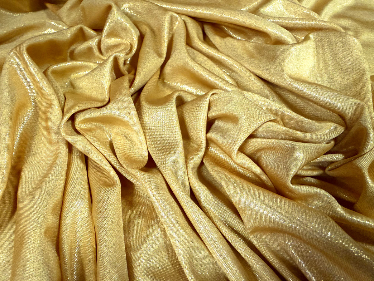 Metallic lamé stretch slinky jersey fabric, per metre - plain - gold