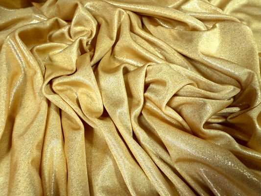 Metallic lamé stretch slinky jersey fabric, per metre - plain - gold