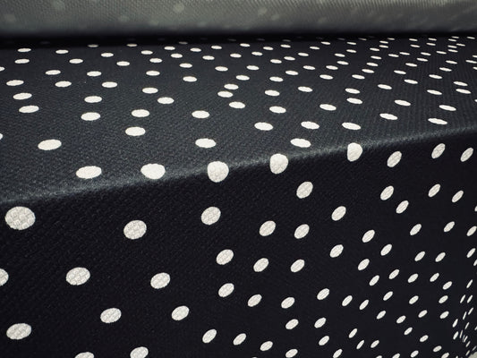 Scuba stretch spandex jersey fabric, per metre - textured -  polka dot print - black & white
