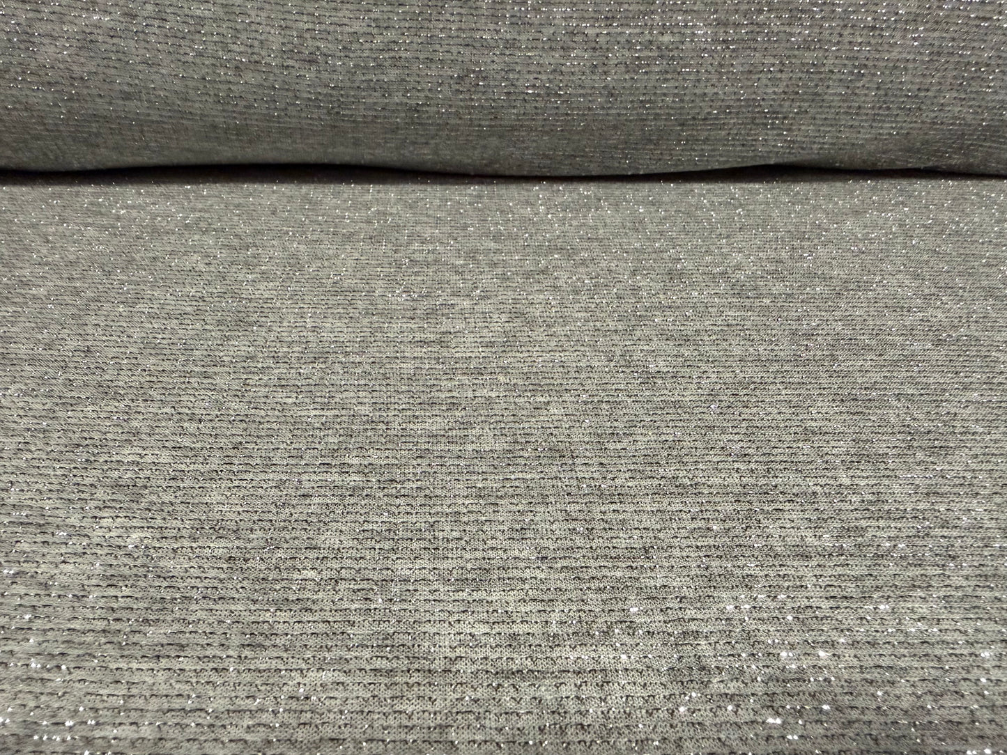 Metallic single jersey fashion fabric, per metre - lurex shimmer - grey & silver