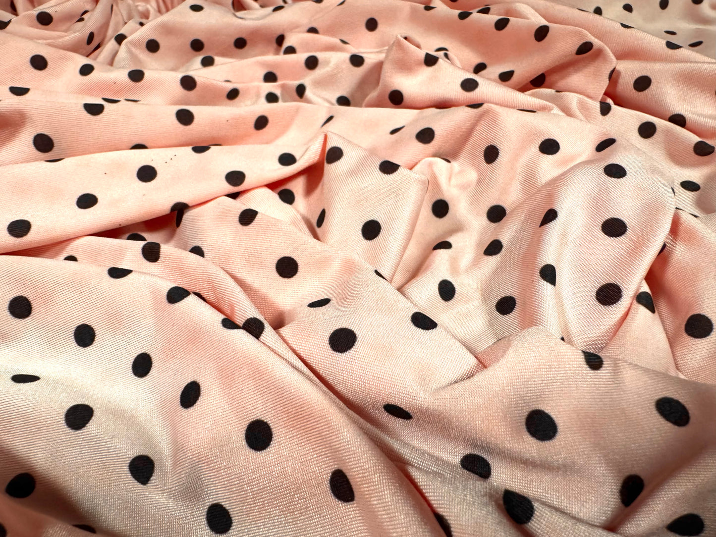 Soft touch stretch spandex single jersey fabric, per metre - spot print - pink