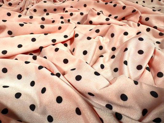 Soft touch stretch spandex single jersey fabric, per metre - spot print - pink