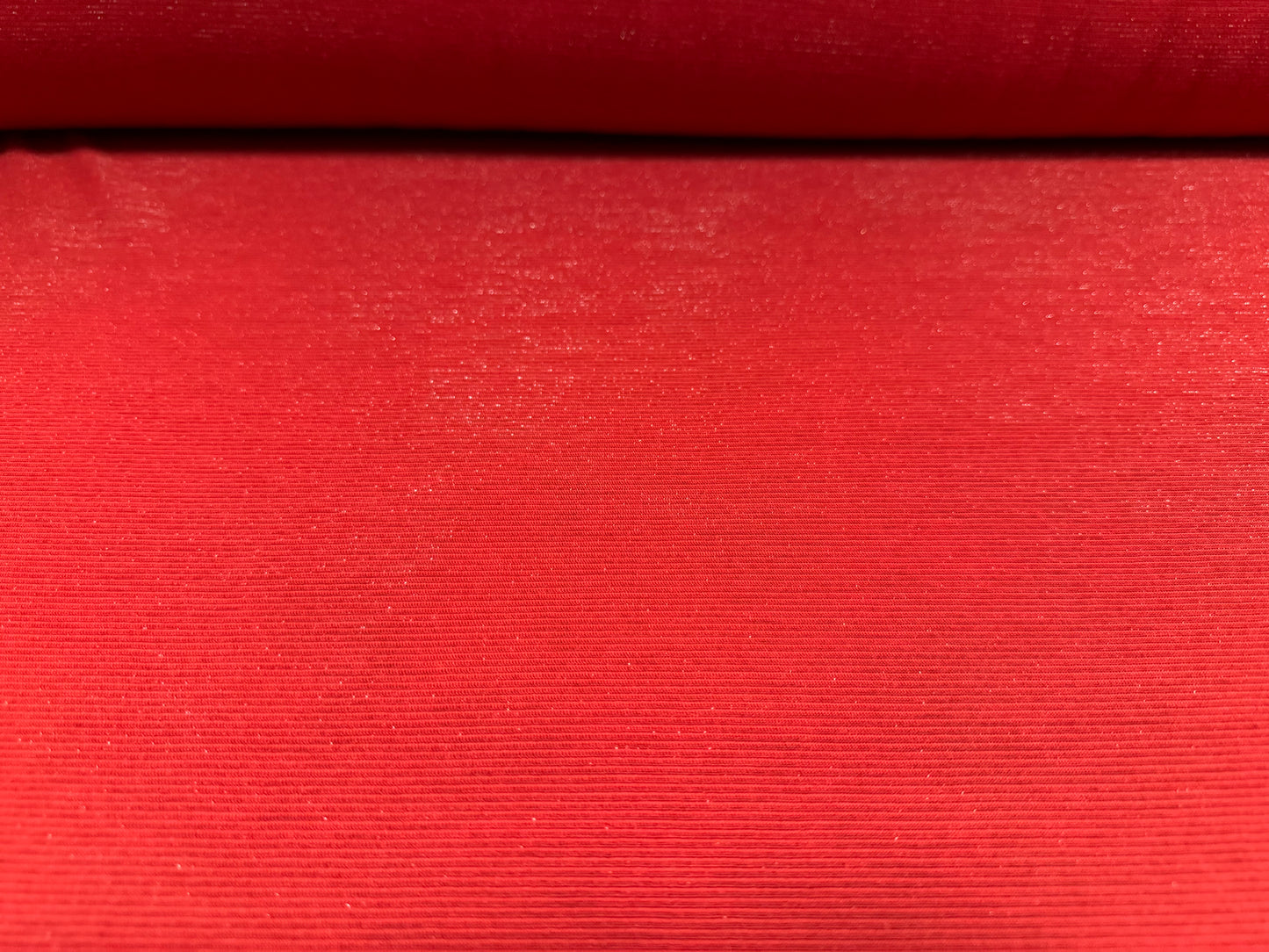 Metallic finely ribbed single jersey fabric, per metre - lurex sparkle - red & silver