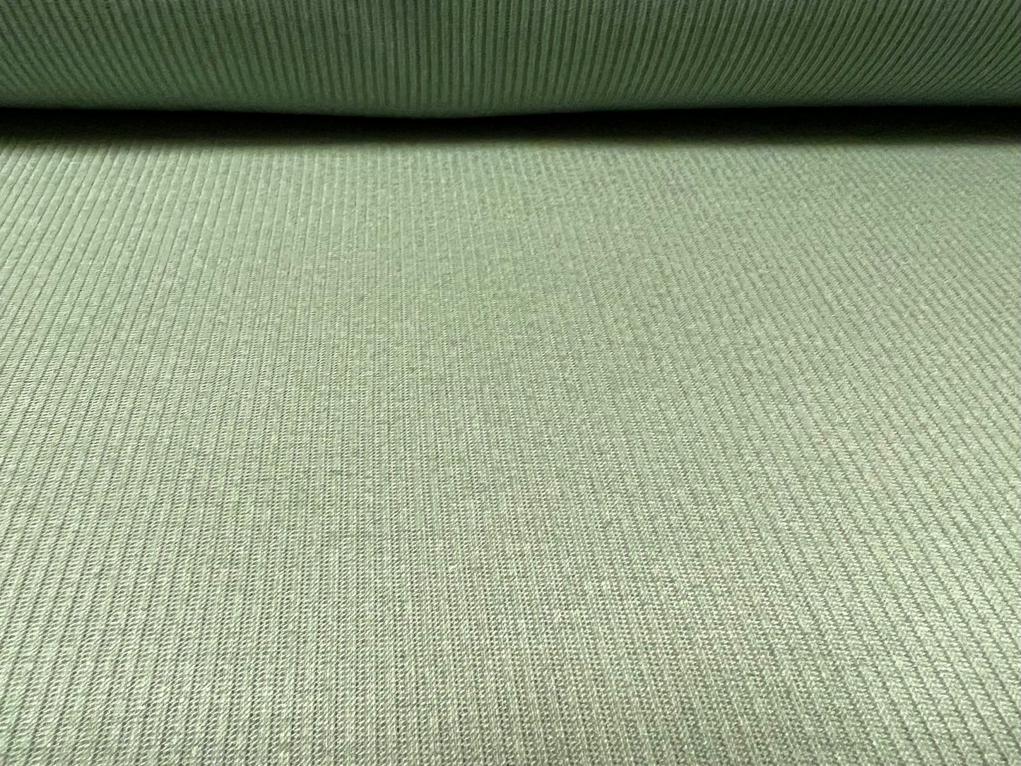 Ribbed jersey knit fabric, per metre - plain - sage green