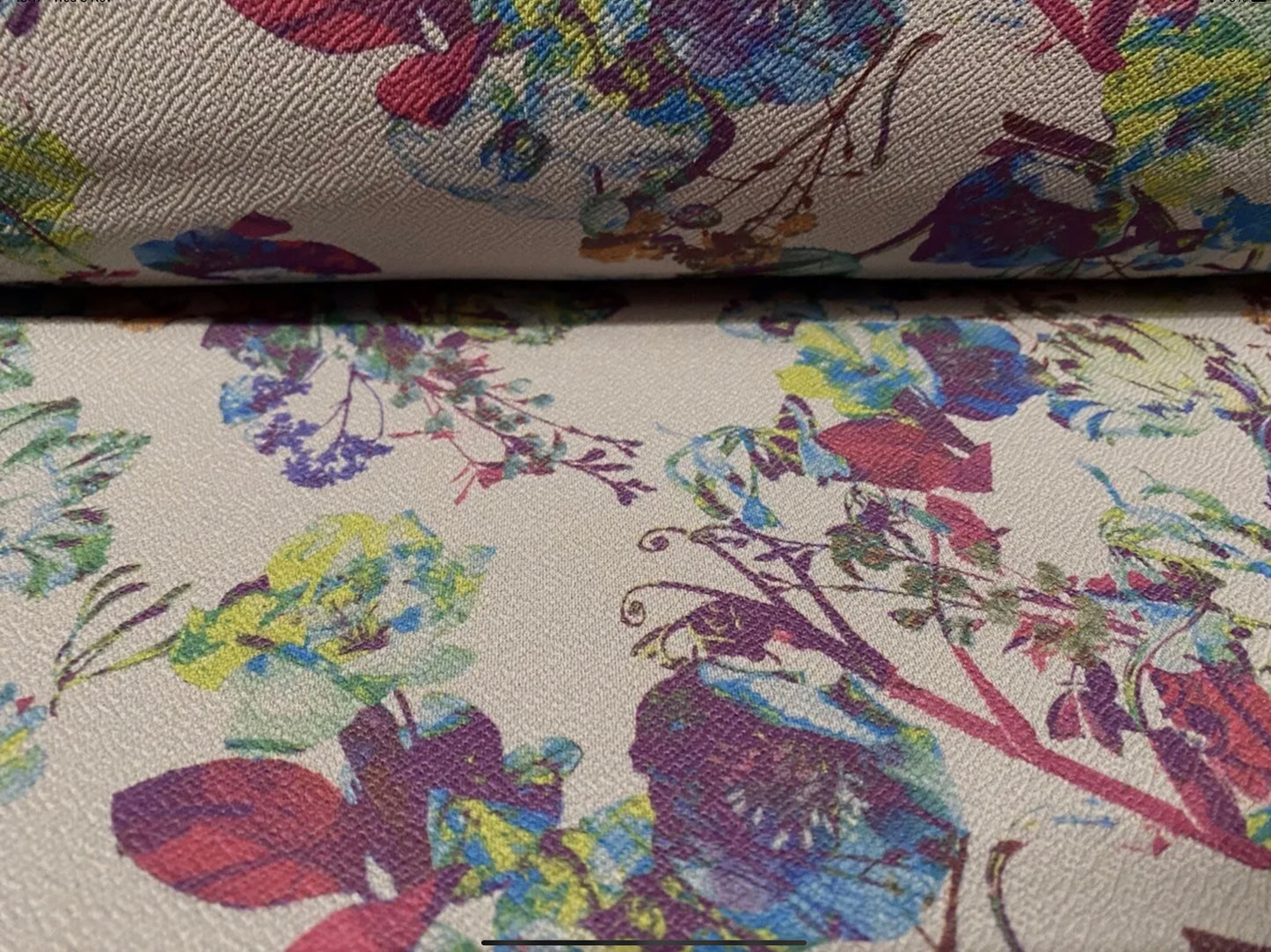 Scuba textured ‘Liverpool’ stretch spandex jersey fabric, per metre - floral print - grey & magenta