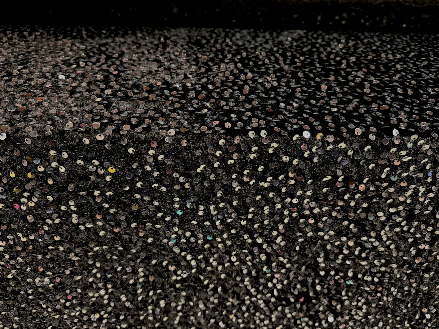 Panné velour fabric with sequins, per metre - black