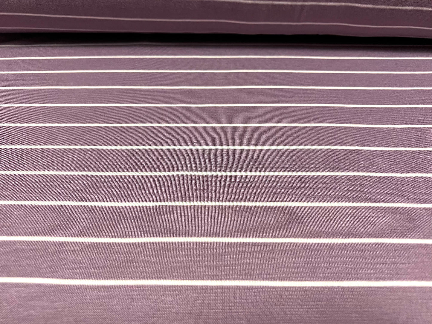 Viscose blend single jersey fabric, per metre - stripe - lavender & white