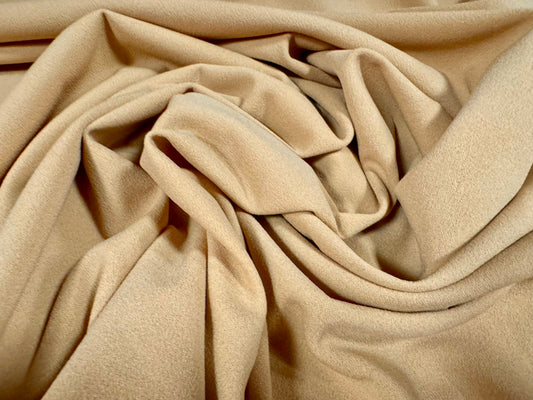 Scuba crepe stretch spandex double jersey fabric, per metre - plain - light tan