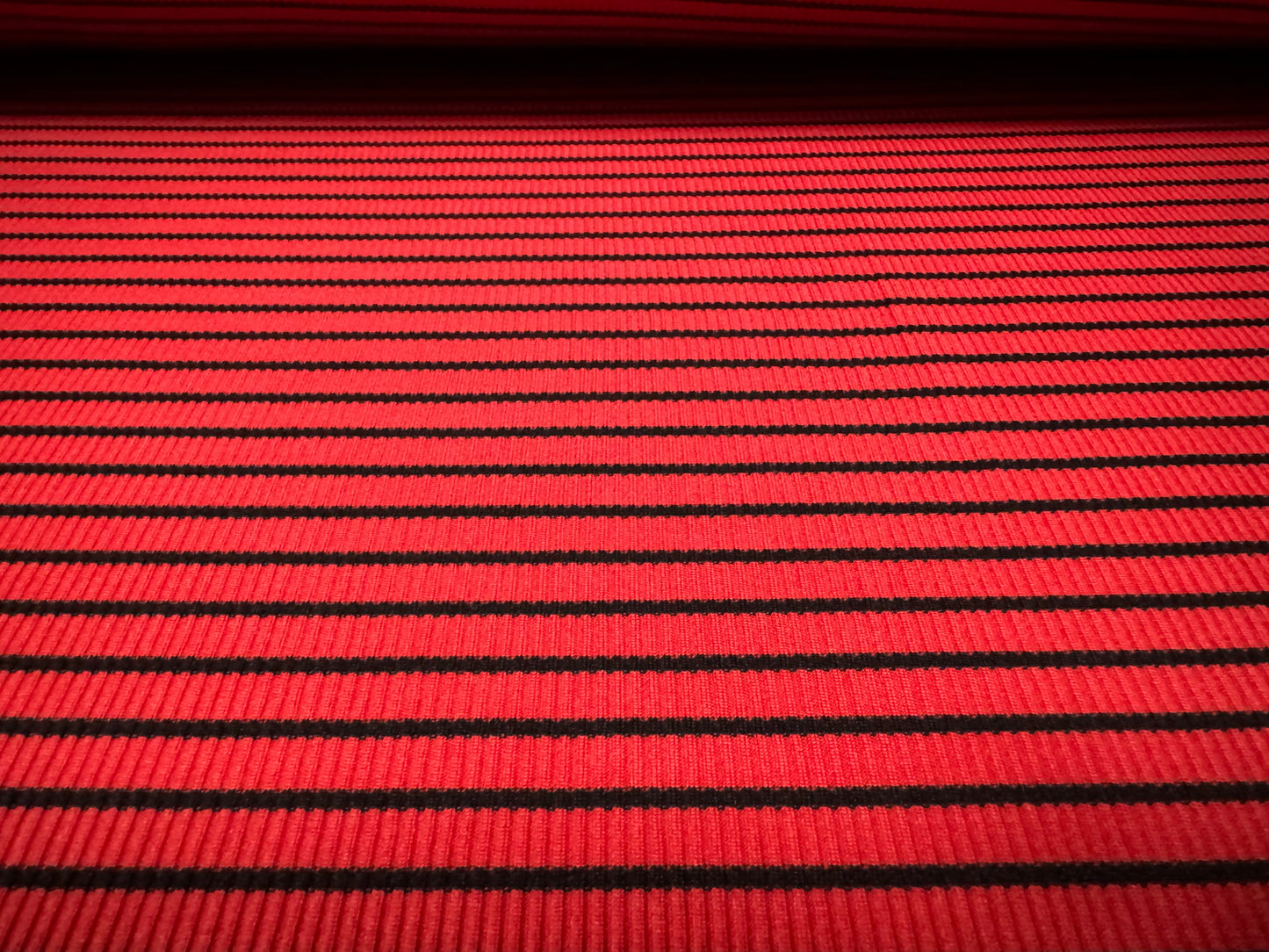 Stretch Spandex rib jersey fabric, per metre - stripe - red & black