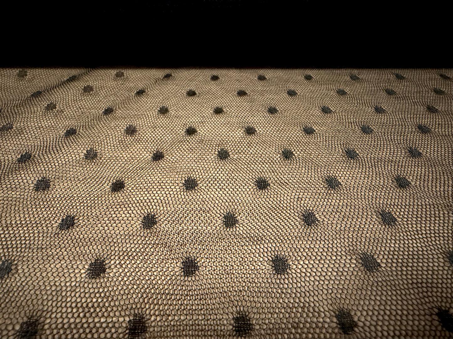 Fine lightweight mesh net fabric, per metre - dobby spot - black