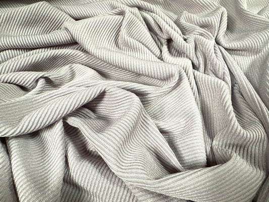 Fine ribbed spandex stretch jersey fabric, per metre - plain - silver grey