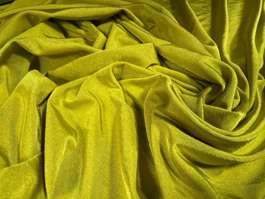 Disco shimmer stretch spandex jersey fabric, per metre - plain - chartreuse