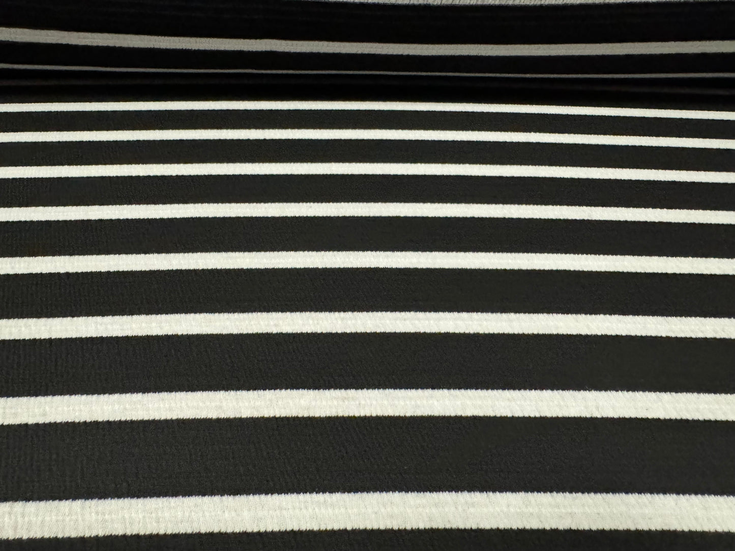 Stretch crinkle jersey fashion fabric, per metre - stripe - black & white