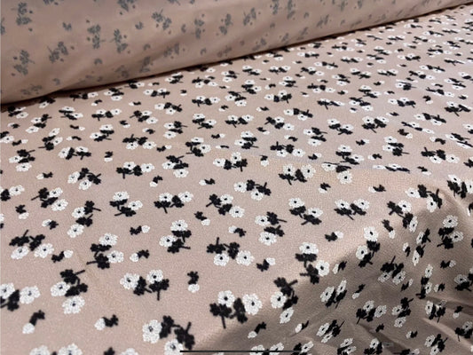 Scuba crepe stretch spandex jersey dress fabric, per metre - ditsy flower print - blush