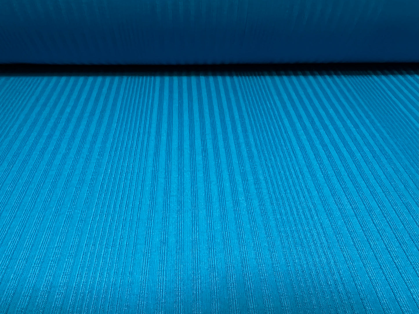 Variated stretch spandex ribbed jersey fabric, per metre - turquoise blue