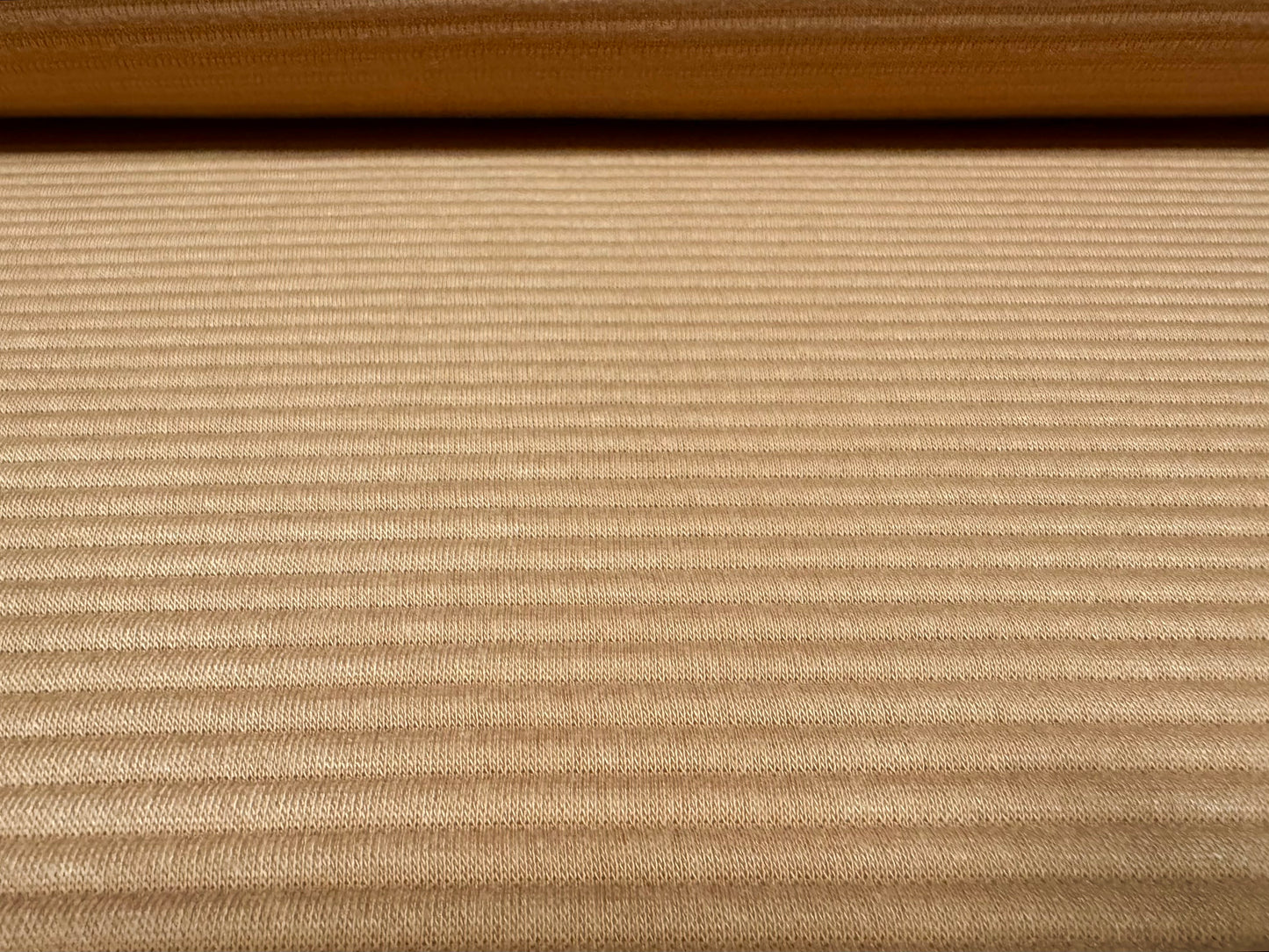 Jumbo ottoman rib stretch double jersey fabric, per metre - plain - camel