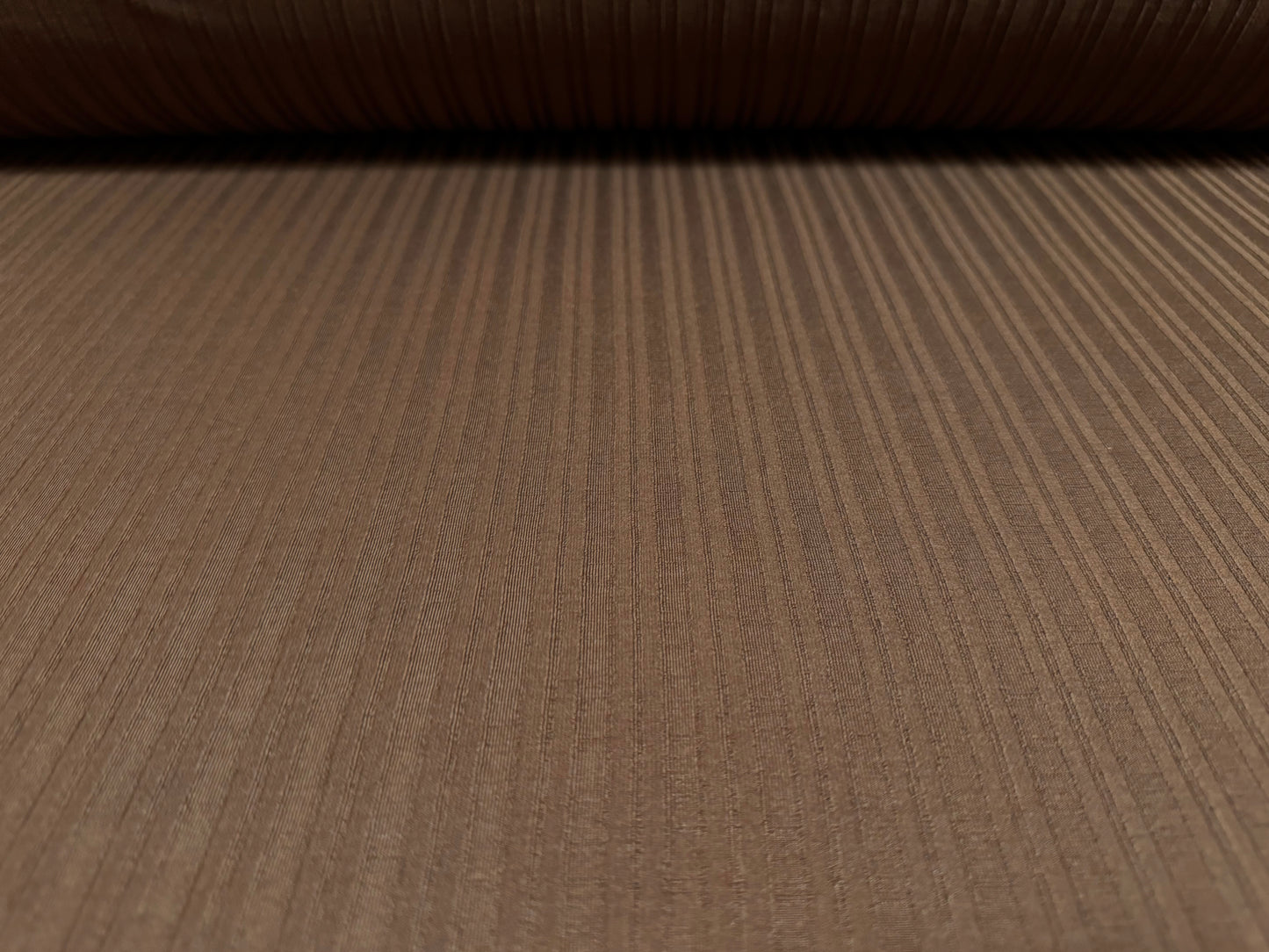 Stretch spandex rib jersey fabric, per metre - tramline stripe - chocolate brown