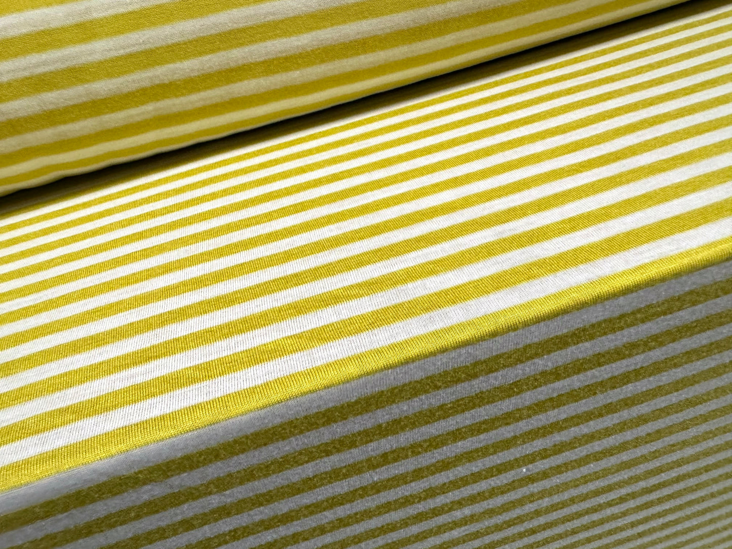 Viscose blend single jersey fabric, per metre - stripe - citrus & white