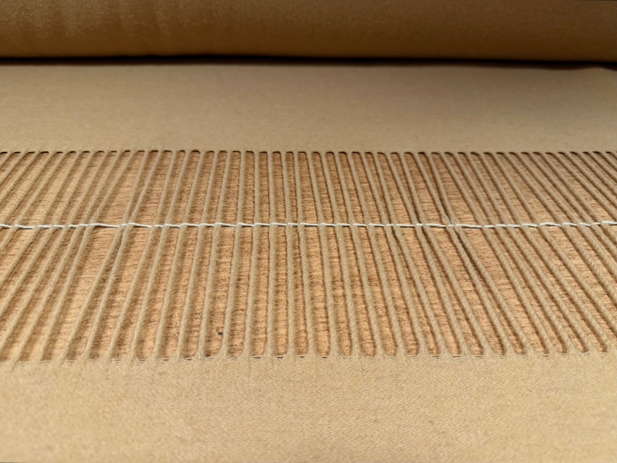 Tasseled wool flannel fabric, per metre - plain - 215 cms panel - camel