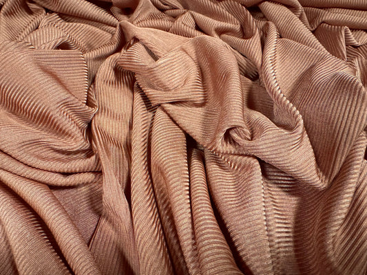 Fine shiny rib stretch spandex jersey fabric, per metre - plain - nude