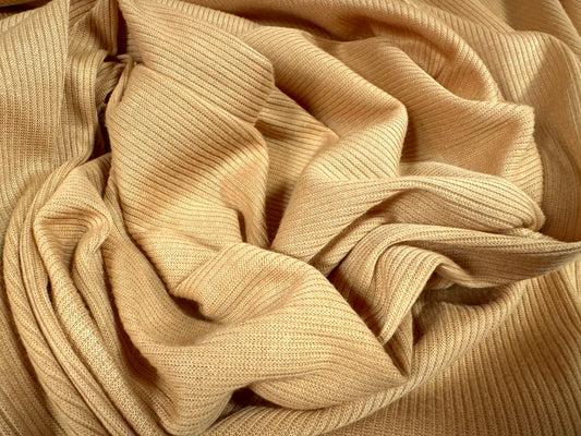 Soft handle 2x1 ribbed jersey knit fabric, per metre - plain - stone