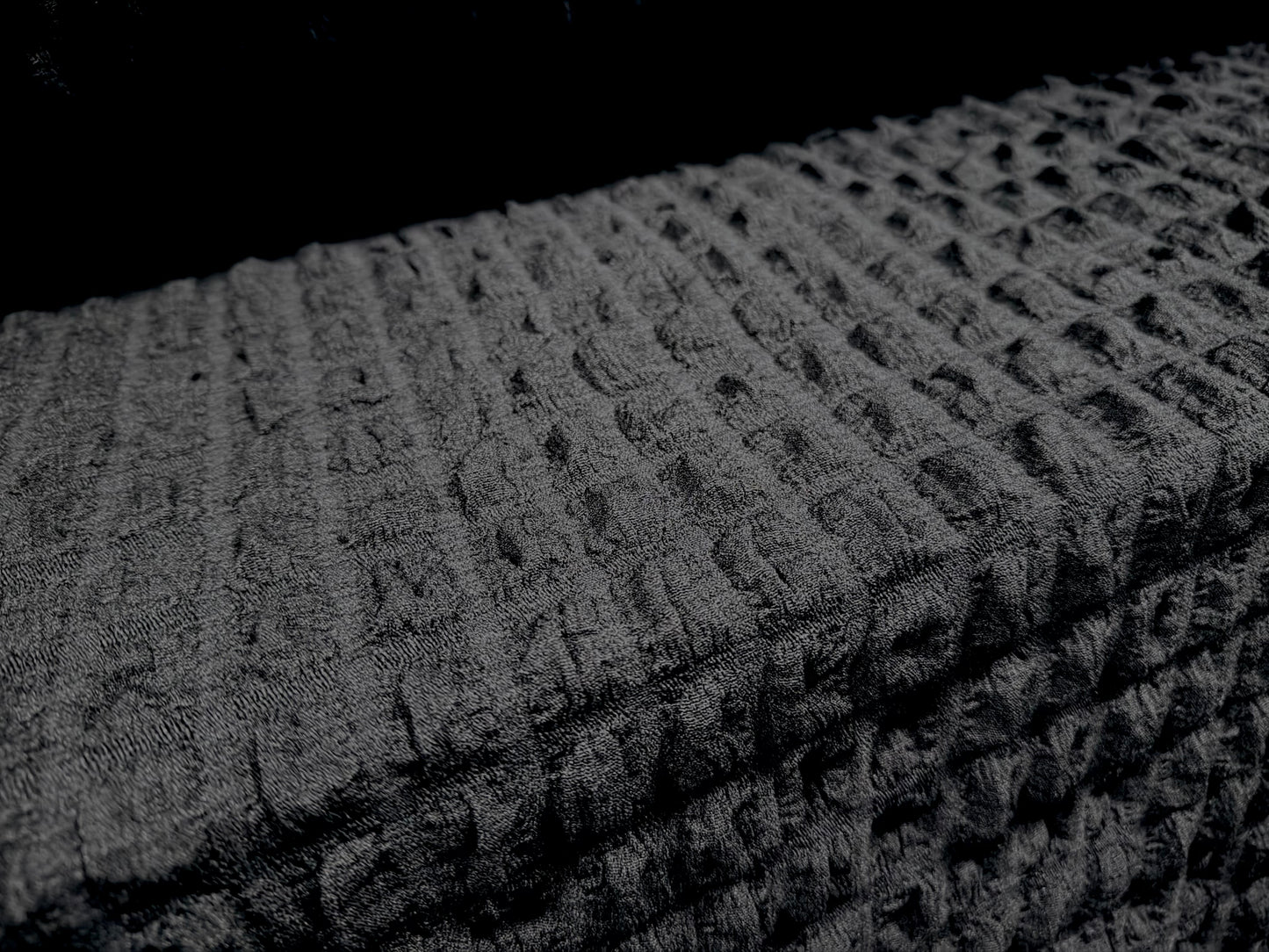 Stretch popcorn bubble jacquard fabric, per metre - jet black
