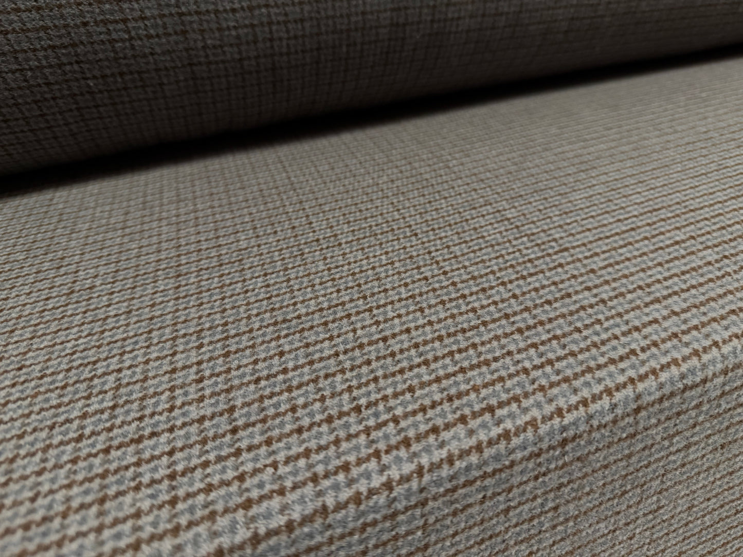 Wool flannel coat jacket fabric, per metre - Country Check - grey & brown