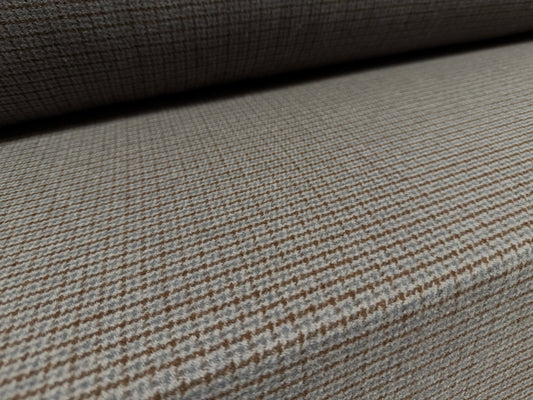 Wool flannel coat jacket fabric, per metre - Country Check - grey & brown