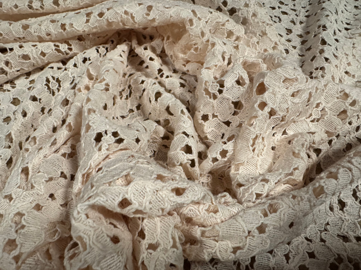 Corded Cotton lace dress fabric, per metre - floral - cream