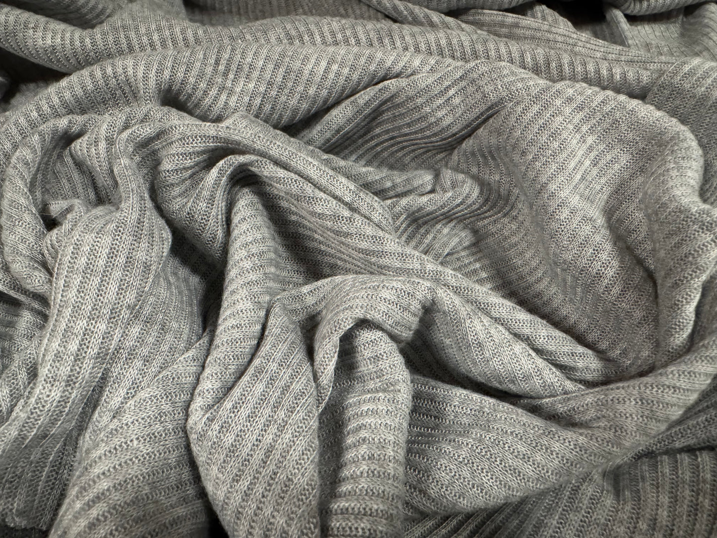 Soft handle ribbed jersey knit fabric, per metre - plain - grey marl